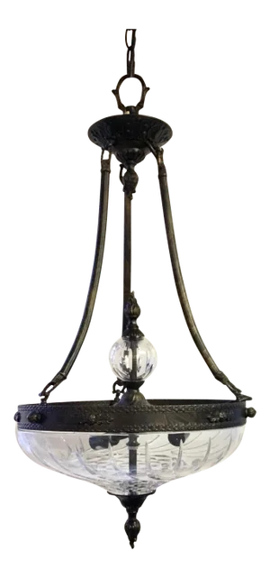 Myran Allan Luxury Lighting Traditional Oxidized Bronze Pendant Light With Hand Cut Full Leaded Crystal Bell Shade