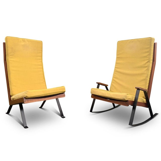 Black Mid-Century Teak and Ebonised Steel Shell Chairs with Upholstered Cushions in the style of Gerrit Rietveld, 1960s, Set of 2 For Sale - Image 8 of 18