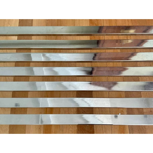 Metal Vintage Milo Baughman Chrome Slatted Coffee Table Bench for Dia For Sale - Image 7 of 12