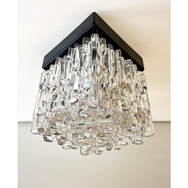 1960s Textured Ice Glass Square Flushmount in the style of Helena Tynell, 1960s For Sale - Image 5 of 15