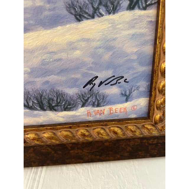 Large Framed Limited Edition Print on Canvas "Mountain Homestead" by Artist R. Van Beek For Sale - Image 10 of 11
