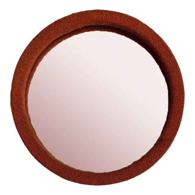 Wall Mirror with the Orange Fabric, 1950s For Sale