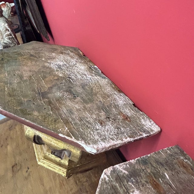 Brown Antique 19th Century Gold and Purple Lacquered Shelves with Painted Imitation Marble Tops, 1800, Set of 2 For Sale - Image 8 of 18