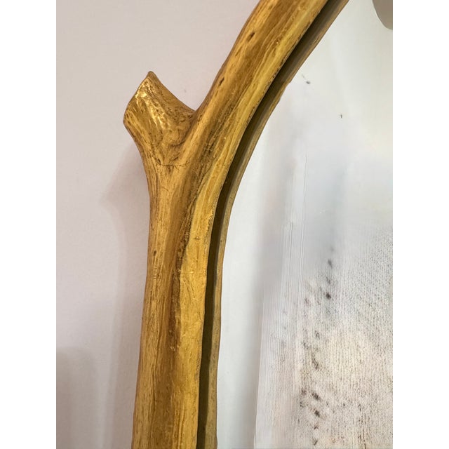 Rustic European Gold Leaf 23.5 X 46" Twig Mirror For Sale - Image 3 of 14