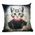 16" Square Decorative Throw Pillow Adorned With a Portrait of a Stoic Cat Depicted as a Naval Admiral - Made in the U K For Sale