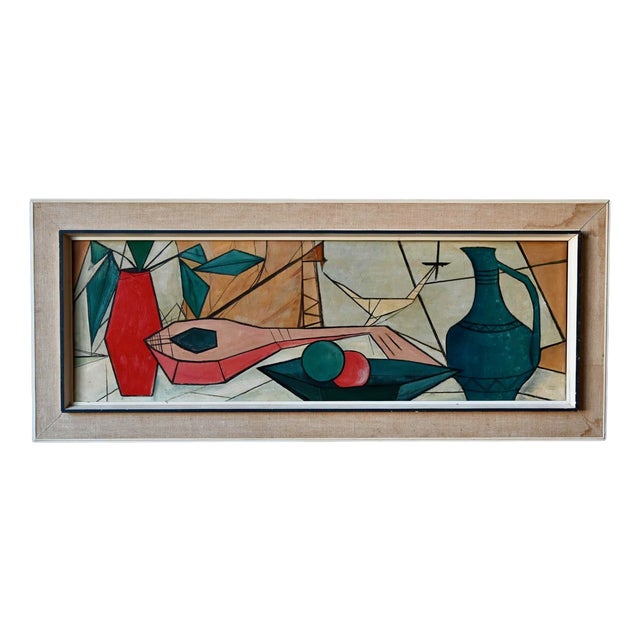 Huberger, Cubist Still Life, 1950s, Oil Painting on Canvas For Sale
