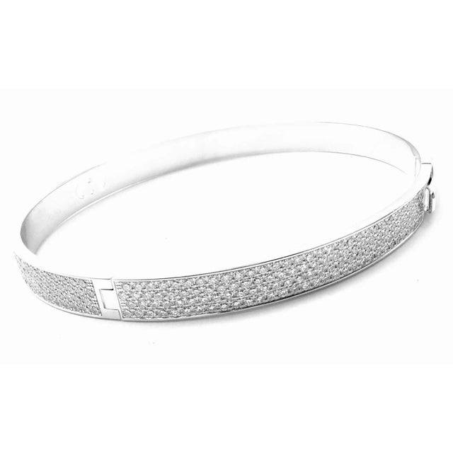 Hermes H D'Ancre 18k White Gold Diamond Small Model Bangle Bracelet For Sale - Image 10 of 12