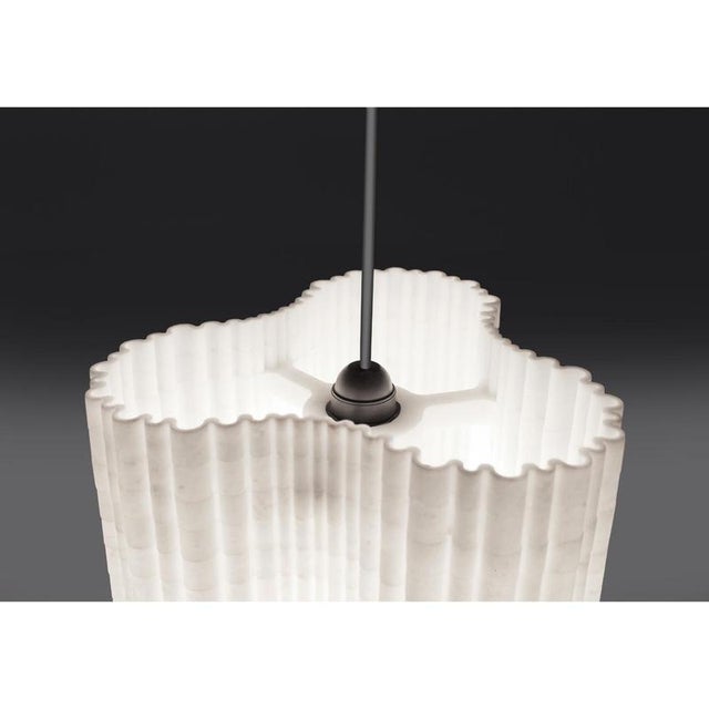 Stripes A6 Decorative Hanging Lamp in Afyon White Marble by Bufalini Marmi For Sale - Image 6 of 13