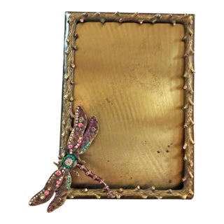Jay Strongwater Dragonfly Bejeweled & Enameled Picture Frame With Swarovski Crystals For Sale
