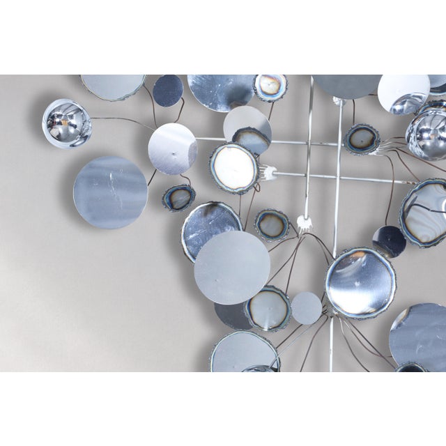 Metal Mid-Century “Raindrops” Chrome Wall Sculpture by Curtis Jere, Signed For Sale - Image 7 of 11
