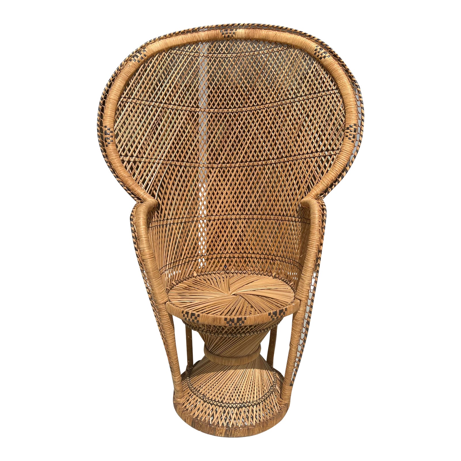 Vintage Wicker Emmanuelle Peacock Chair. | Chairish
