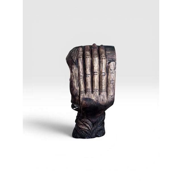 Vintage Hand-Carved Monkey Head Wooden Toilet Paper Holder – Tiki Folk Art For Sale - Image 4 of 7