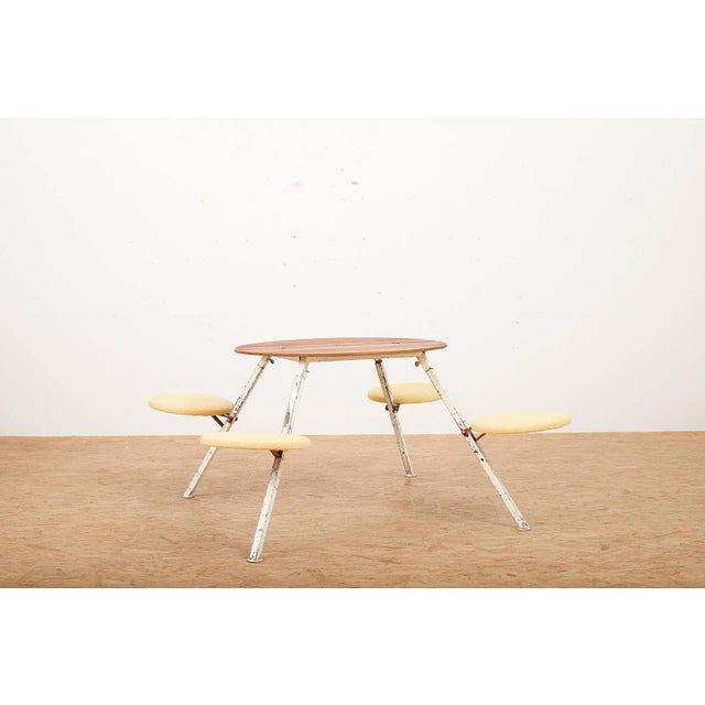 Table Set with White Metal Frame and Plywood Tabletop For Sale - Image 16 of 16