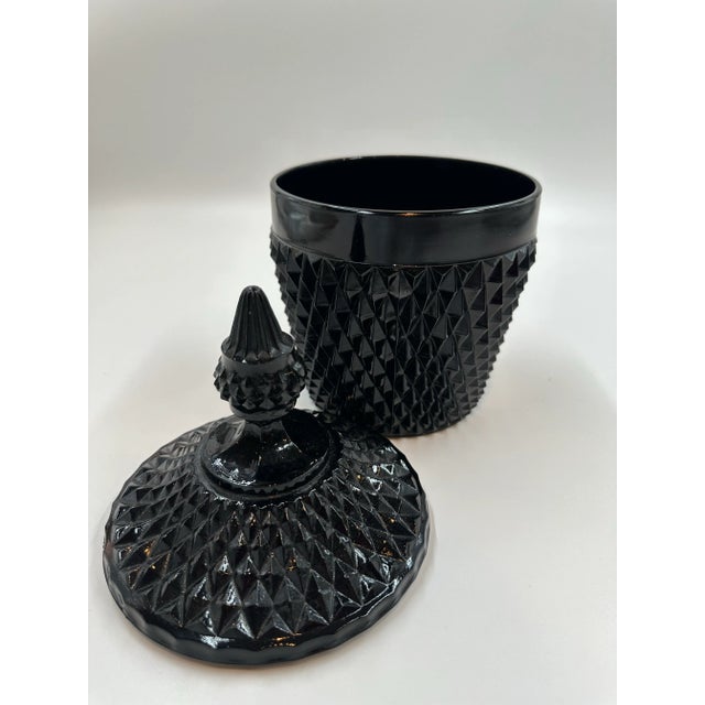 Ceramic 1950s Mid-Century Modern Cameo Black "Diamond Point" Glass Ice Tub Bucket by Tiara Indiana For Sale - Image 7 of 8