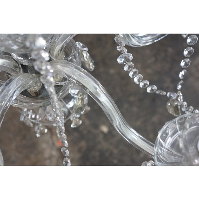 Vintage Maria Theresa European Bohemian Crystal 6 Arm Candlestick Chandelier For Sale - Image 17 of 18