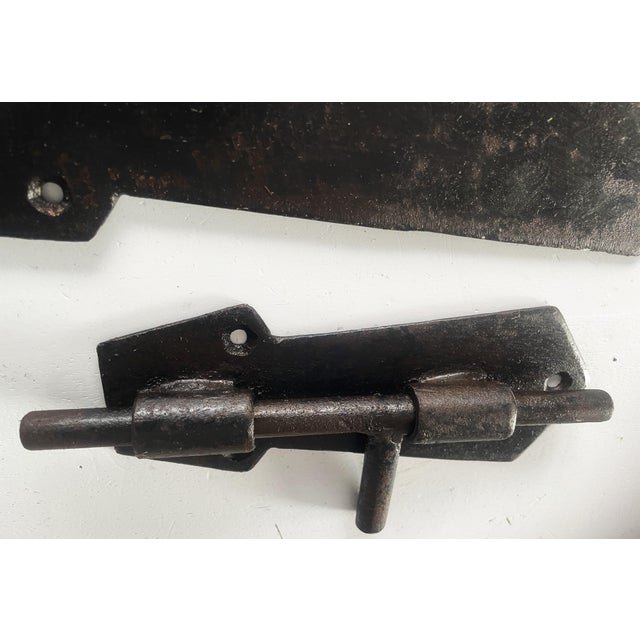 Metal Vintage Iron Door Fittings, 1940s, Set of 6 For Sale - Image 7 of 8