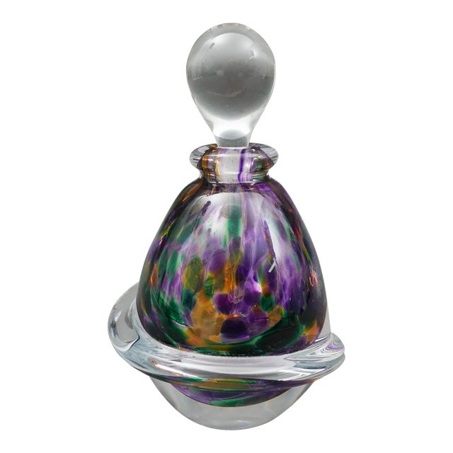 2015 Roger Gandelman Signed Hand Blown Art Glass Perfume Bottle With Dauber For Sale
