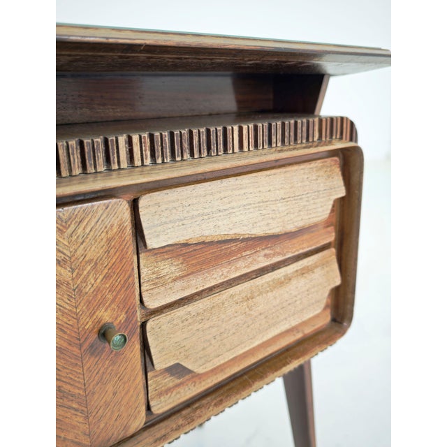 Mid-Century Modern Bedside Tables in Wood and Glass attributed to Vittorio Dassi for La Permanente Mobili Cantù, Italy, 1950, Set of 2 For Sale - Image 14 of 18