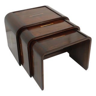 1970s Mid-Century Modern Set of Three Nesting Tables For Sale