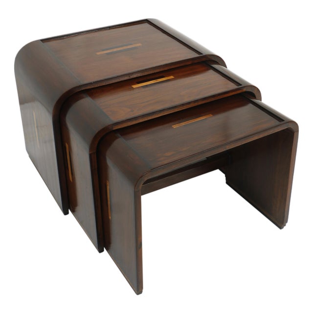 1970s Mid-Century Modern Set of Three Nesting Tables For Sale