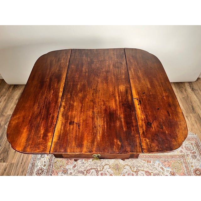 Brown Antique American Empire Drop Leaf Table With Great Eagle Carved Feet C. 1840 For Sale - Image 8 of 13