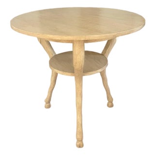 Vintage Carved & Custom Painted Finish Round Side Table With Hoof Feet For Sale