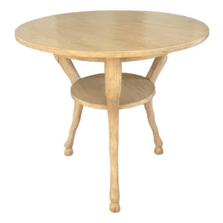 Vintage Carved & Custom Painted Round Side Table With Hoof Feet For Sale