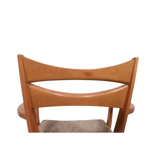 Brown Mid Century Heywood Wakefield Cat's Eye Champagne Model Dining Height Arm Chair M 1553 C For Sale - Image 8 of 12