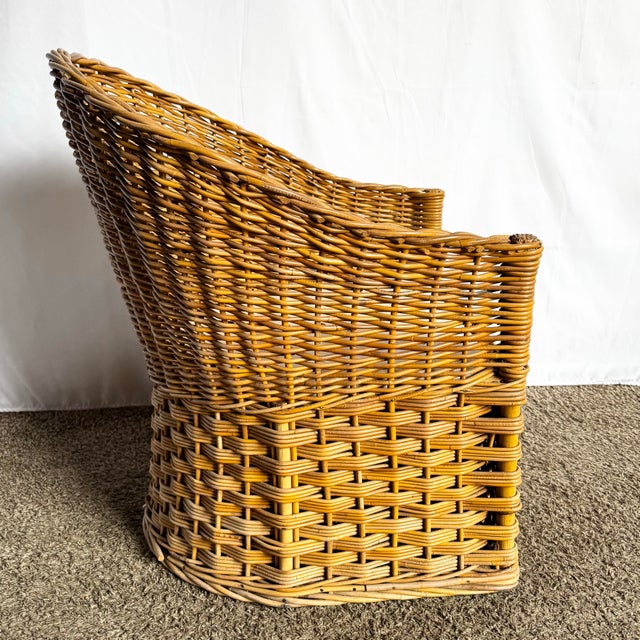 Boho Chic Boho Chic Woven Wicker Lounge Chair For Sale - Image 3 of 9