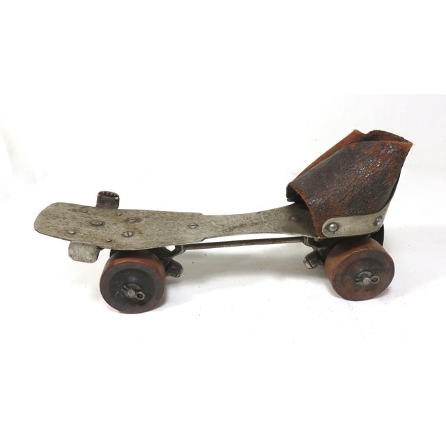 Brown Early 1900s Antique American Wooden Wheel Roller Skates - a Pair For Sale - Image 8 of 13