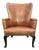 20th Century French Country Style Leather Wingback Armchair For Sale