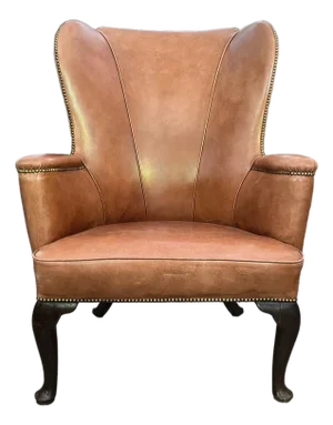 20th Century French Country Style Leather Wingback Armchair