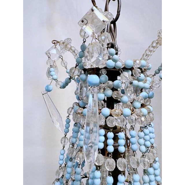 Blue Vintage Beaded Empire Style Chandelier For Sale - Image 8 of 9