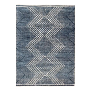 Modern Denim Blue Tribal Area Rug by Keivan Woven Arts, 6' X 9' For Sale
