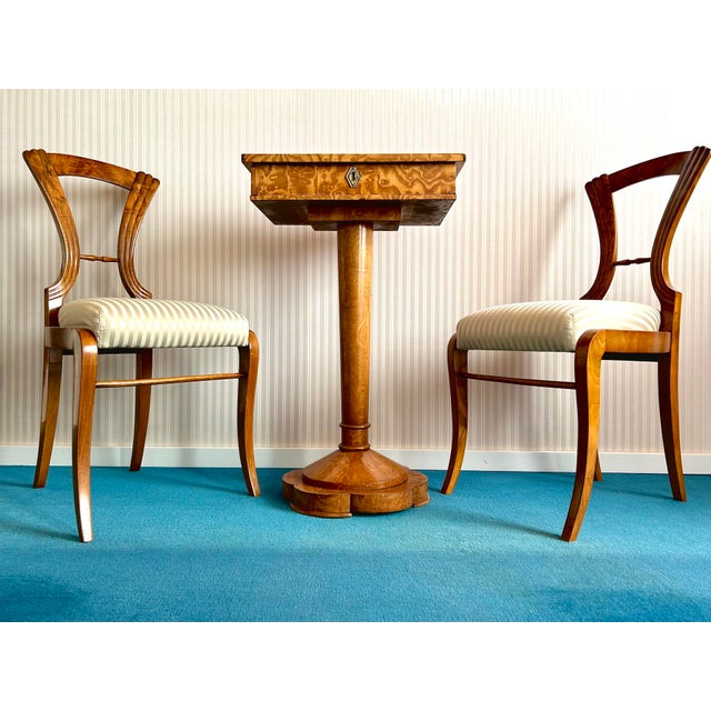 Biedermeier Sewing Table and Armchairs, Set of 3 For Sale - Image 3 of 13