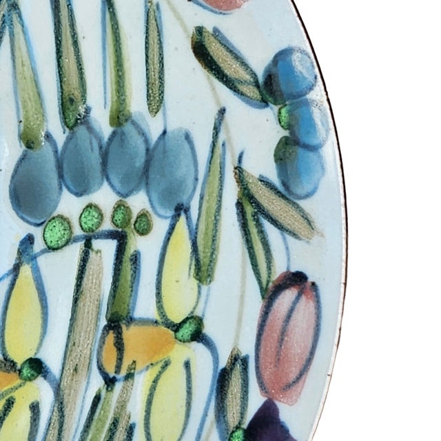 Large Hand Painted Floral Studio Pottery Porcelain Centerpiece Bowl 11" For Sale - Image 14 of 16