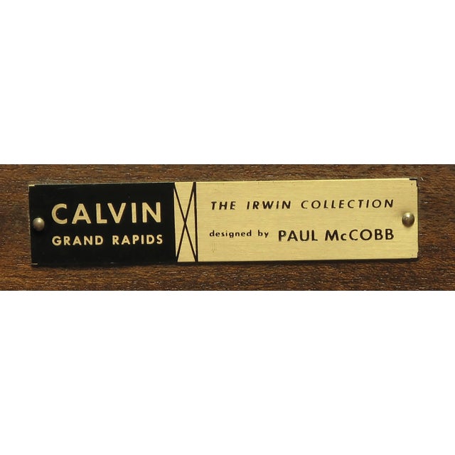 Paul McCobb for Calvin Mahogany and Travertine Dresser With Dual Tri-Fold Doors For Sale - Image 9 of 10