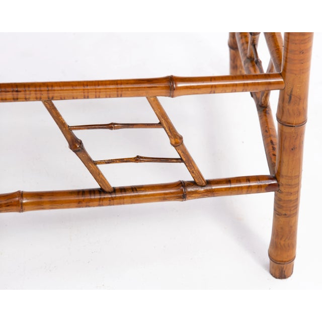 French Egyptian Revival Bamboo Faux Painted Thebes Stool 1930s For Sale - Image 11 of 12