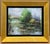 A lovely oil painting depicting Monet's garden with lily pond and Japanese bridge measures 14 x 2 x 12 inches in the frame...