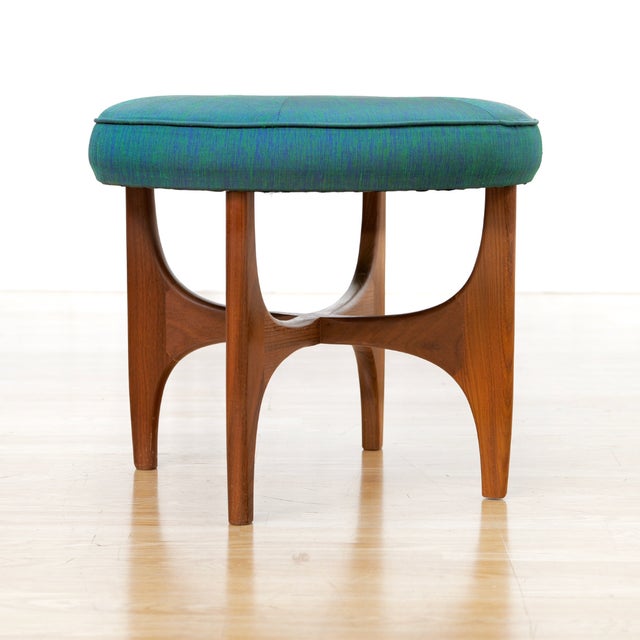 Mid-Century Modern 1960s Mid Century Astro Vanity Stool by G Plan in Teak & Teal For Sale - Image 3 of 8