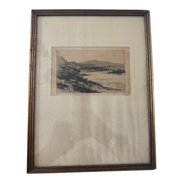 Early 20th Century Etching - Landscape "Rydal Water Lake District" by C. Dickens For Sale
