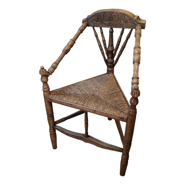 Antique Dutch Corner Chair in Oak, 1800s For Sale