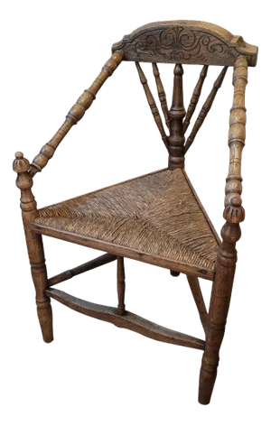 Antique Dutch Corner Chair in Oak, 1800s