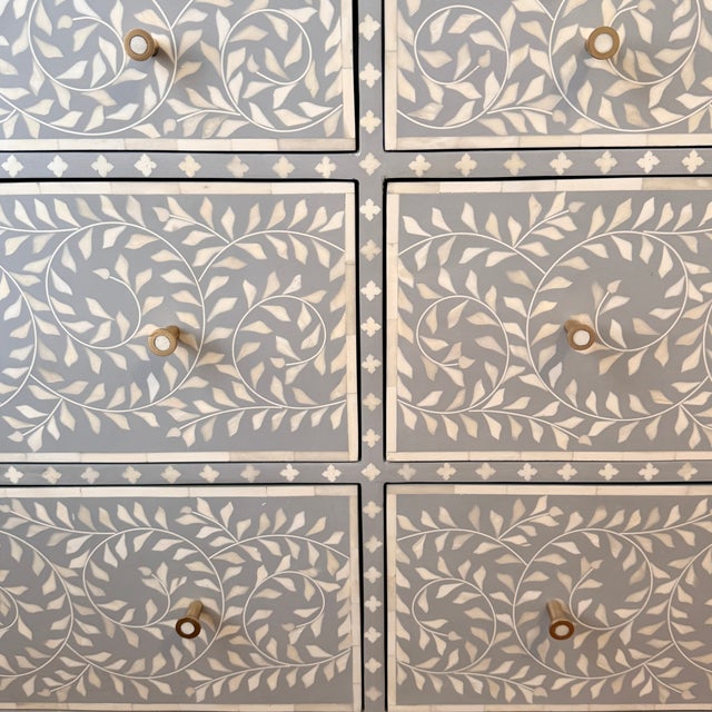 Contemporary Anthropologie Scroll Vine Inlay Dresser For Sale - Image 3 of 10