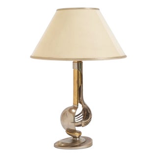 Brass Table Lamp with Informal Decoration, 1960s For Sale