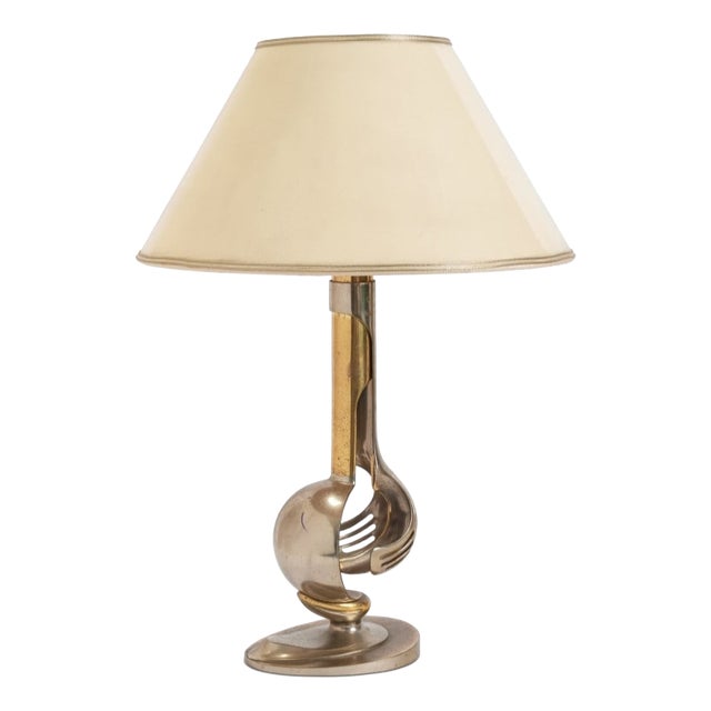 Brass Table Lamp with Informal Decoration, 1960s For Sale