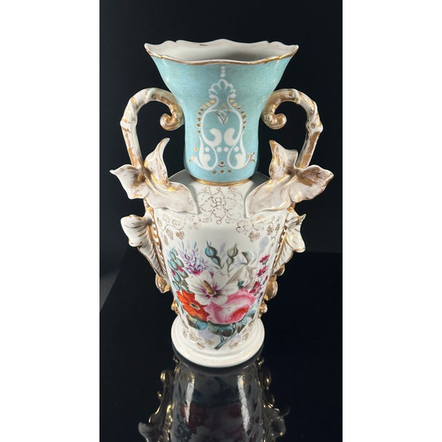 Blue Late 19th Century Old Paris Porcelain Handled Vase For Sale - Image 8 of 11