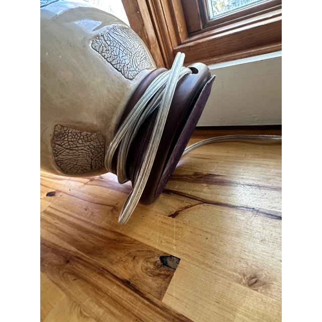 Sand Pair of Heavy Vintage Ceramic & Wood Table Lamps by the Natural Light Co For Sale - Image 8 of 16