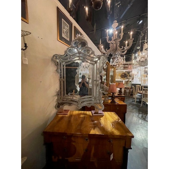 Antique Venetian Etched Glass Mirror For Sale - Image 9 of 9