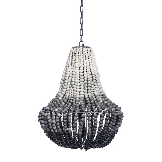 South African Ombre Grey Clay Beaded Chandelier (2 Available) Chairish